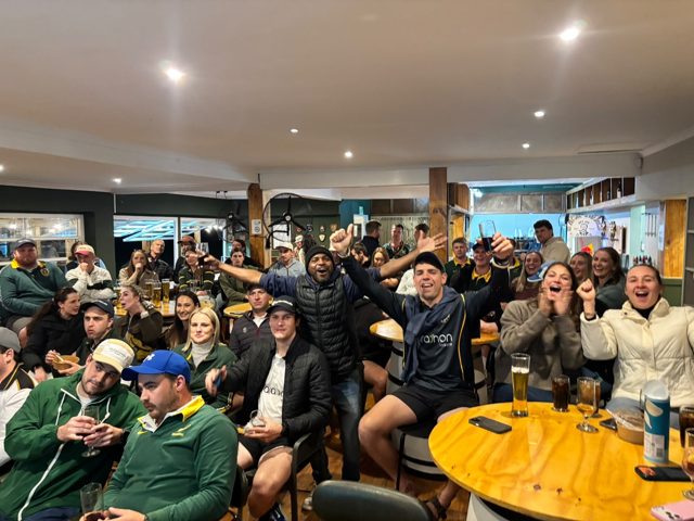 Club members gathering in the clubhouse